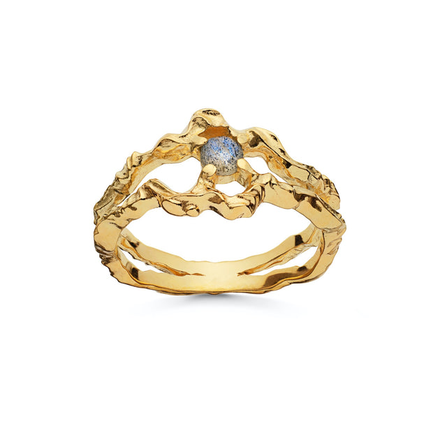 Shelly ring fra Maanesten. Forgyldt sølv.