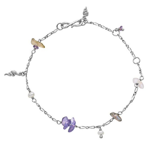 Vilma armbånd fra maanesten. Sterling sølv med sten og perler.
