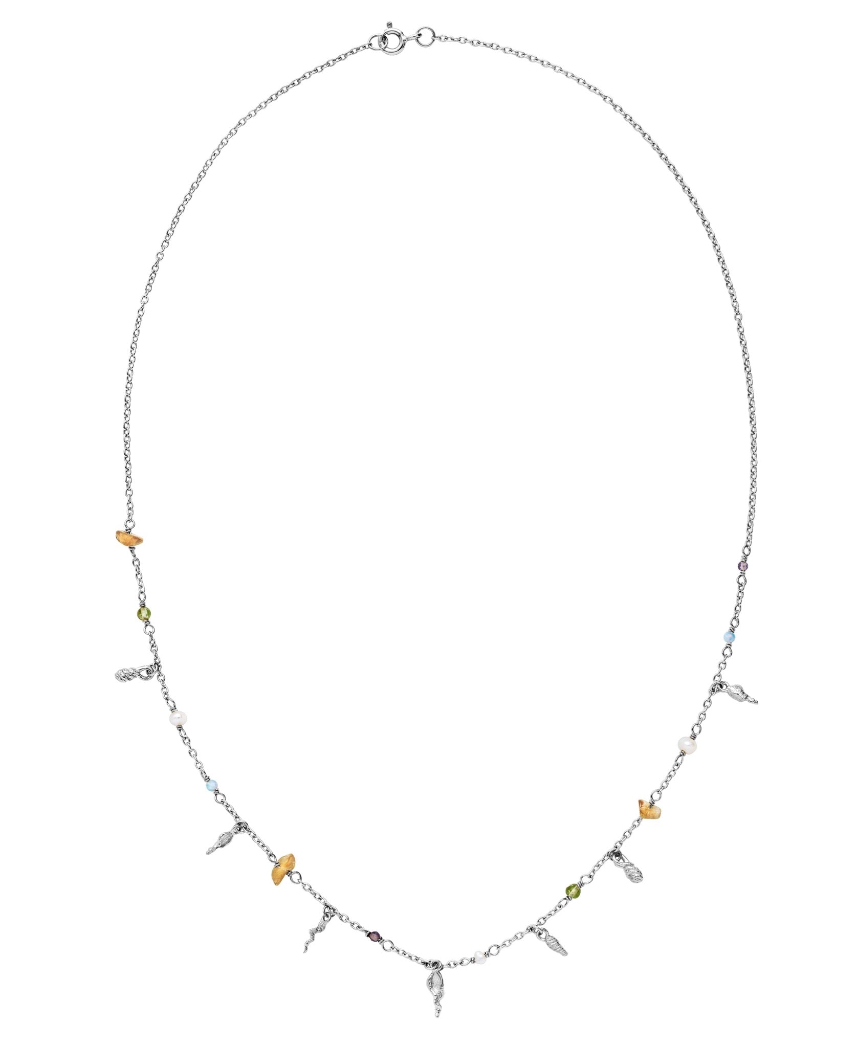 Toutsi halskæde fra Maanesten. Sterling sølv. Perler, citrin, sølv vedhæng