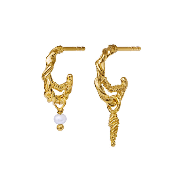 Duo øreringe fra Maanesten i forgyldt sølv.